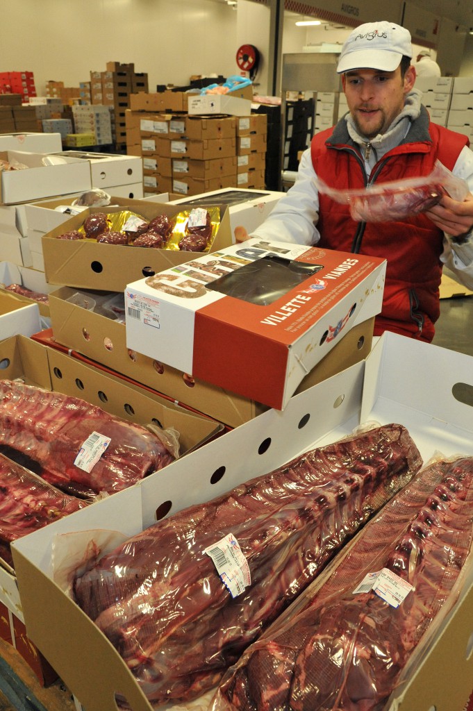 Vacuum-packed wild boar meat is sold at the gibier market in Rungis, France, an indication of improved hygiene management of game meat. 