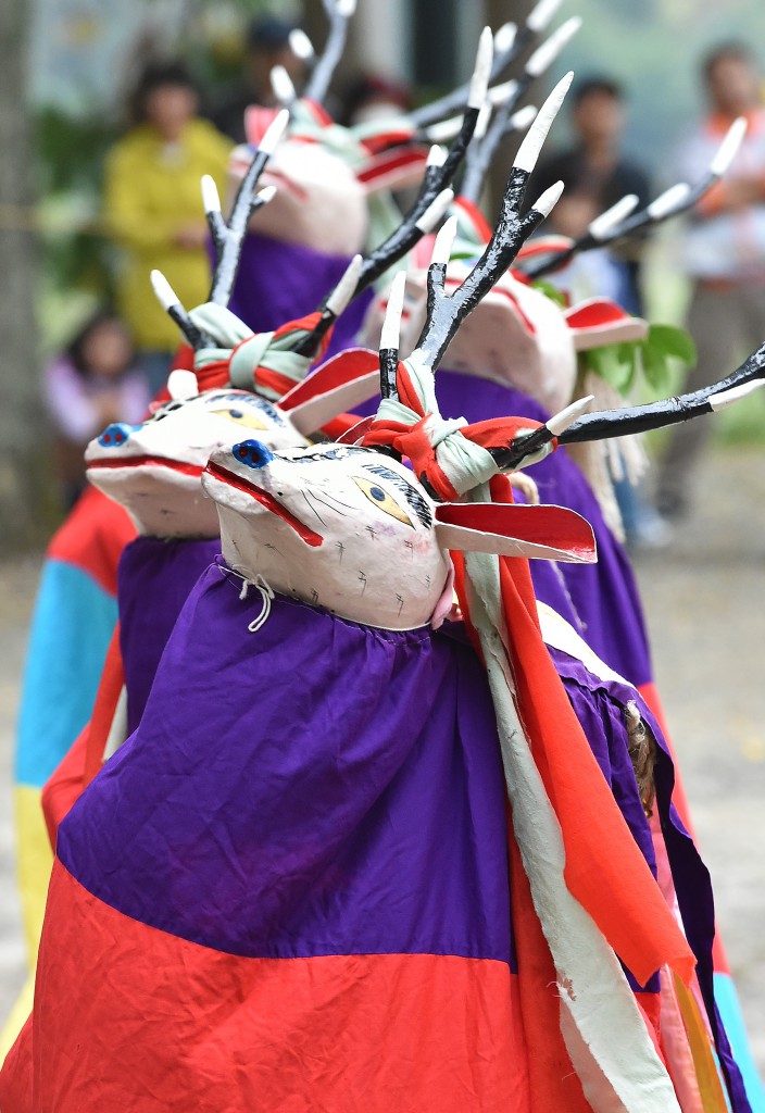 Itsu-shika dancers wear masks of deer with horns. Itsu-shika dancing also came from southern part of Ehime Prefecture. 