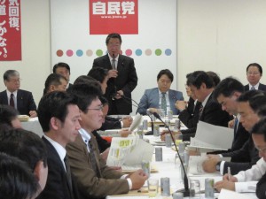 Takamori Yoshikawa, head of the Liberal Democratic Party's project team to  discuss revision of the Agricultural Co-operative Society Law, speaks at the  team's meeting held in Tokyo on Tuesday, Jan. 20.