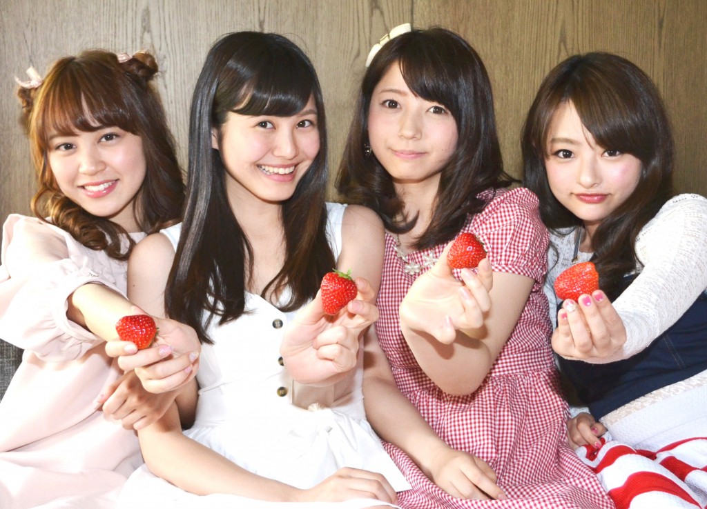 From left to right, Haruka Sakata (19), Saya Ayase (18), Yumi Kuwahara (21) and Miho Nishi (21)