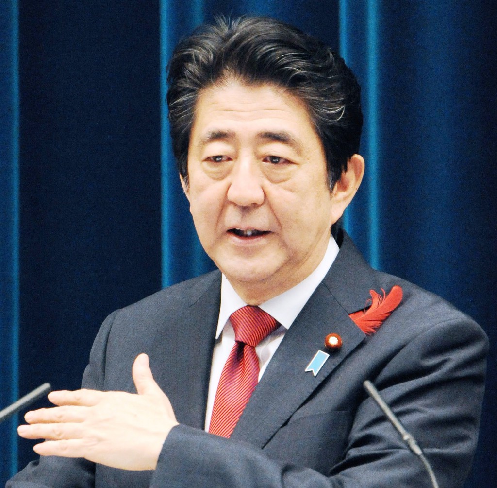 Prime Minister Shinzo Abe speaks at a press conference held in the prime minister’s office on Tuesday, Oct. 7, a day after the announcement of the agreement of the Trans-Pacific Partnership free-trade talks.